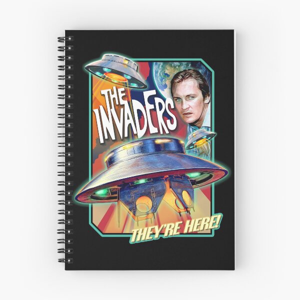 Item preview, THE INVADERS  (1967 logo) - They're Here -  David Vincent - Flying Saucer UFO - Vintage Art designed and sold by RetroTeeStudio.