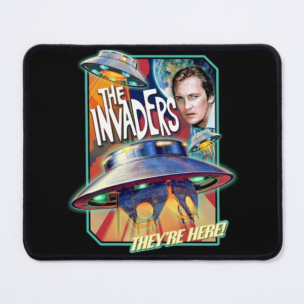 Item preview, THE INVADERS  (1967 logo) - They're Here -  David Vincent - Flying Saucer UFO - Vintage Art designed and sold by RetroTeeStudio.