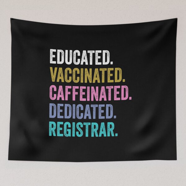 Item preview, registrar Shirt, Educated Dedicated Vaccinated registrar designed and sold by Dogs Geeky⭐⭐⭐⭐⭐.