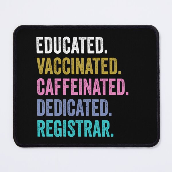 Item preview, registrar Shirt, Educated Dedicated Vaccinated registrar designed and sold by Dogs Geeky⭐⭐⭐⭐⭐.