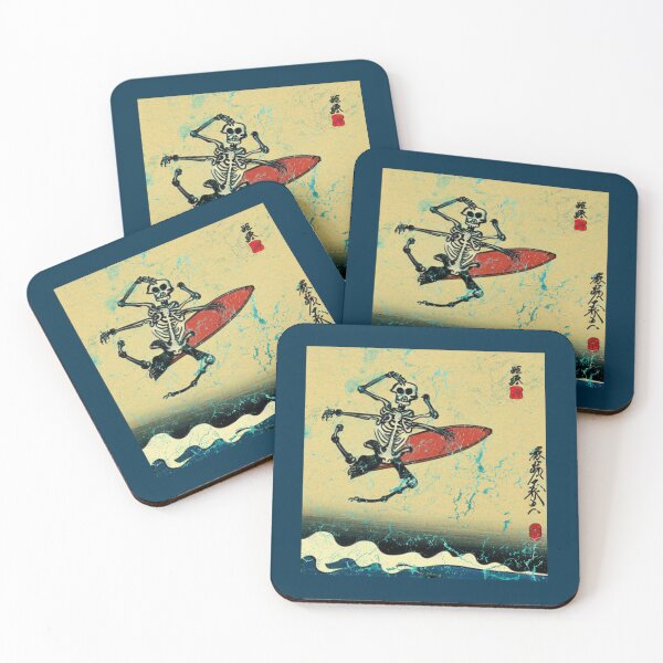 Item preview, Ukiyo-e Cool Skeleton Surfer Surfing Lover Gift designed and sold by mayamay0.