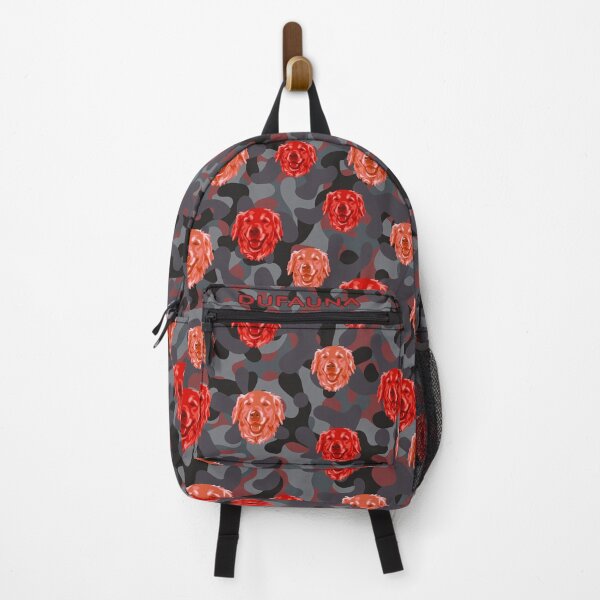 Item preview, Smiling Golden Retriever Face And Camo Pattern Red and Grey designed and sold by DuFauna.