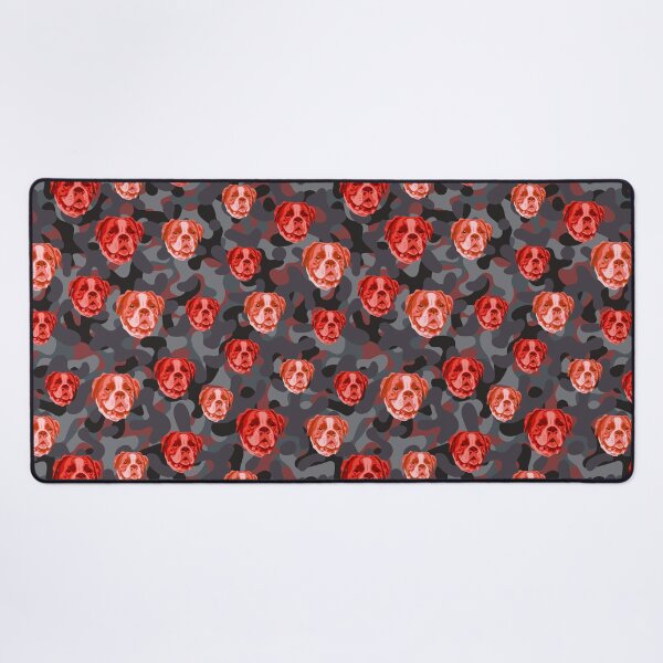 Item preview, Smiling Boxer Face And Camo Pattern Red and Grey designed and sold by DuFauna.