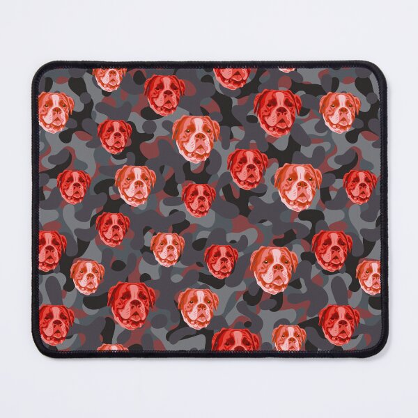 Item preview, Smiling Boxer Face And Camo Pattern Red and Grey designed and sold by DuFauna.