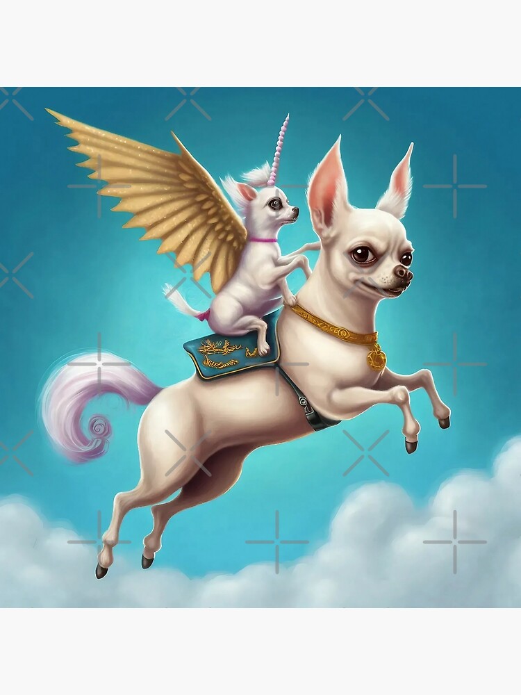 Funny Flying Unicorn Chihuahua in the Sky