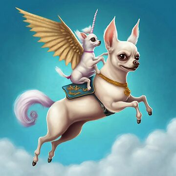 Funny Flying Unicorn Chihuahua in the Sky