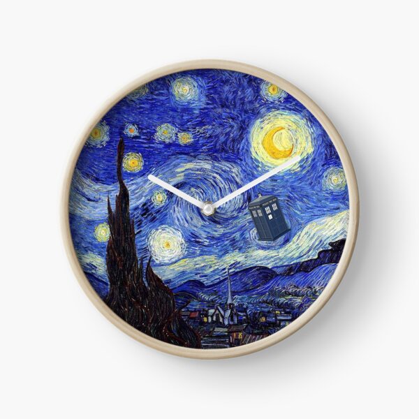 A Starry Night Van Gogh Mountain Inspiration With Tardis Clock
