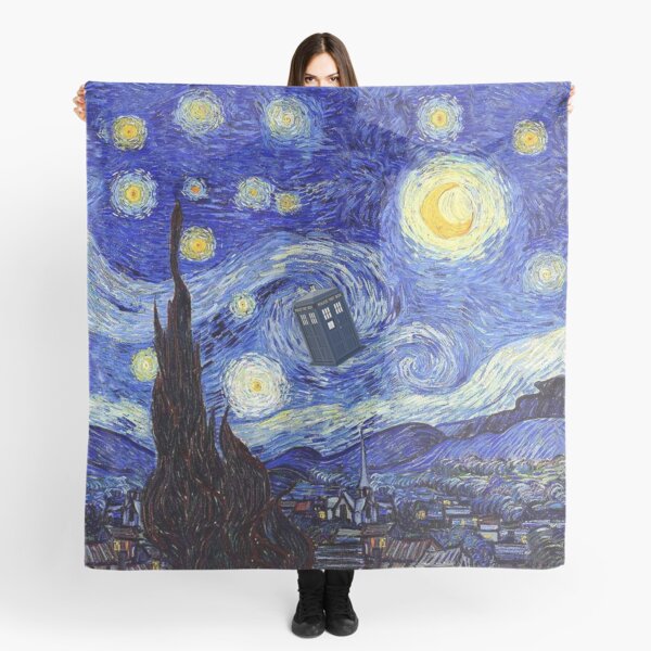 A Starry Night Van Gogh Mountain Inspiration With Tardis Scarf