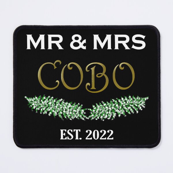 Item preview, New Mr & Mrs Cobo Elliptical Festive Wreath - Enlarged Text white and gold typography designed and sold by Deegital18.