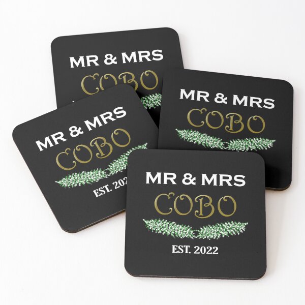 Item preview, New Mr & Mrs Cobo Elliptical Festive Wreath - Enlarged Text white and gold typography designed and sold by Deegital18.
