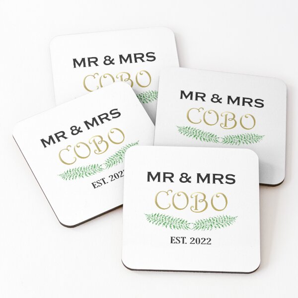 Item preview, New Mr & Mrs Cobo Elliptical Festive Wreath - Enlarged Text black and gold typography designed and sold by Deegital18.