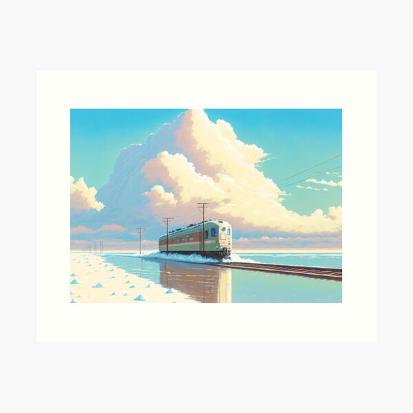 Aperçu de l'œuvre Vieux train japonais de style anime rétro créée et vendue par KaPrints.
