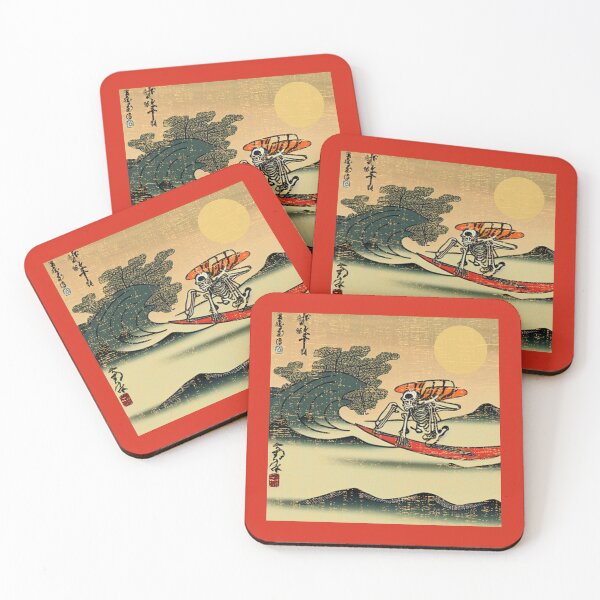 Item preview, Ukiyo-e Cool Skeleton Surfer Surfing Lover Gift designed and sold by mayamay0.
