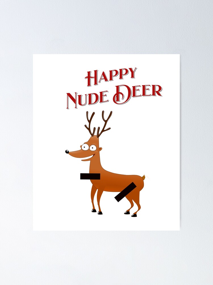 Happy Nude Deer Poster For Sale By Auzana Redbubble