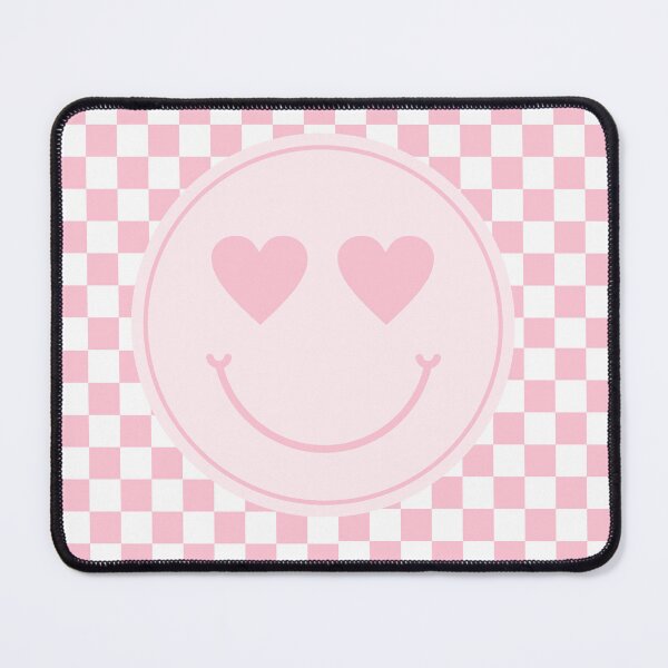 Item preview, Preppy Aesthetic Pink Smiley Face With Heart Eyes on Checker Board designed and sold by PreppyRiot.