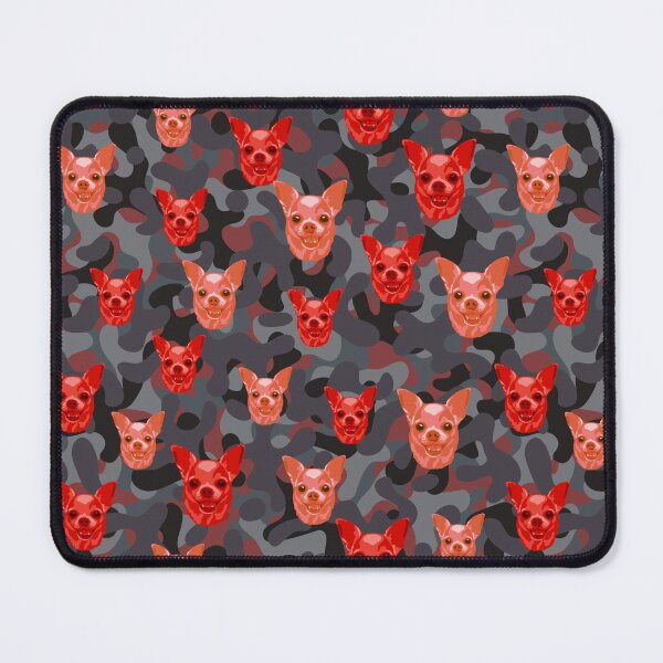 Item preview, Smiling Chihuahua Face And Camo Pattern Red and Grey designed and sold by DuFauna.