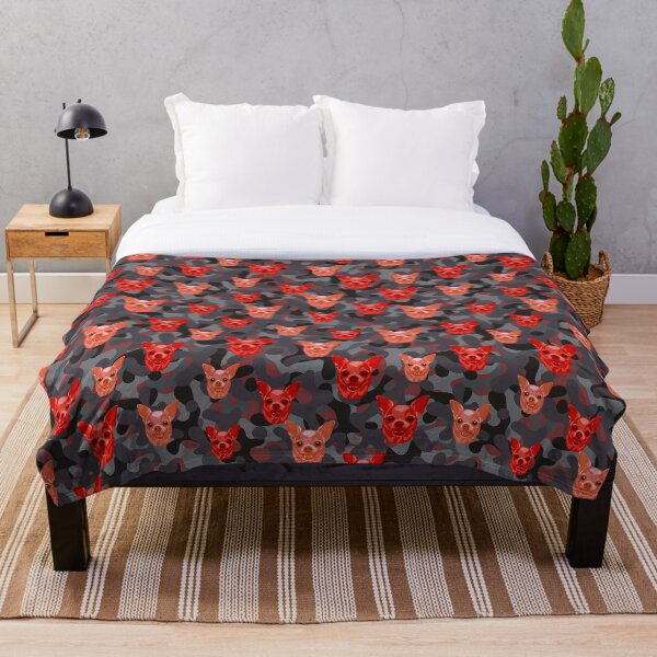 Item preview, Smiling Chihuahua Face And Camo Pattern Red and Grey designed and sold by DuFauna.