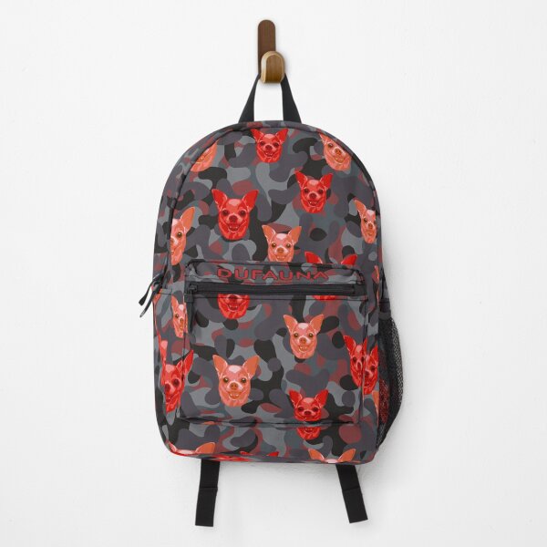 Item preview, Smiling Chihuahua Face And Camo Pattern Red and Grey designed and sold by DuFauna.