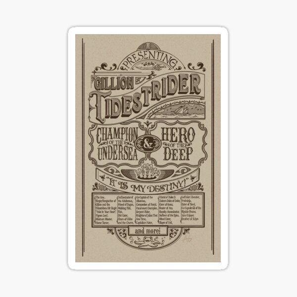 UNOFFICIAL Jrwi Gillion Tidestrider Titles Poster Sticker