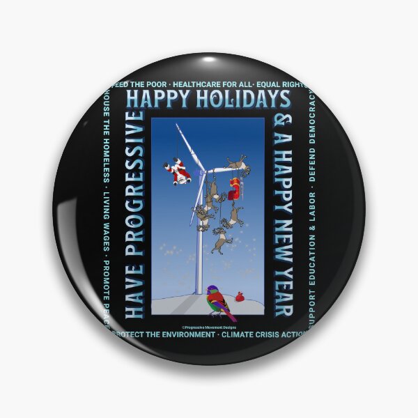 Item preview, PMD00164 Progressive Movement diseña una divertida turbina de viento de Papá Noel en negro con pájaro de color arcoíris para progresistas o LGBTQ designed and sold by ProgressiveLeft.