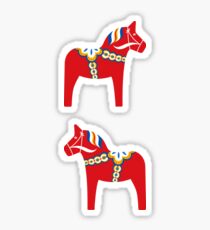 Scandinavian dala horse stickers, set of two Sticker