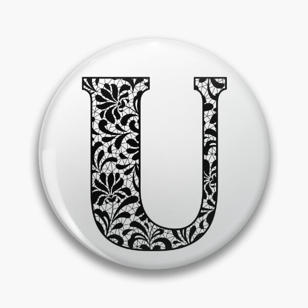 Item preview, The Letter U- Black Lace Botanical Monogram designed and sold by Tasha-design.