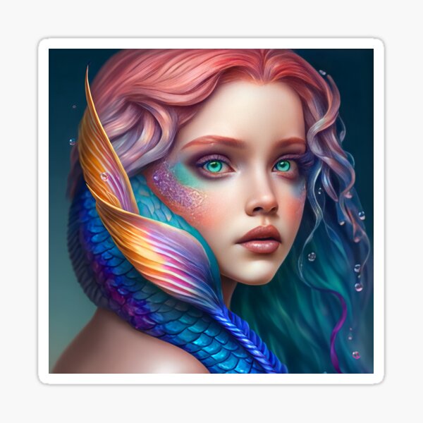 Beautiful Colorful Mermaid Sticker For Sale By I Imagineartist Redbubble