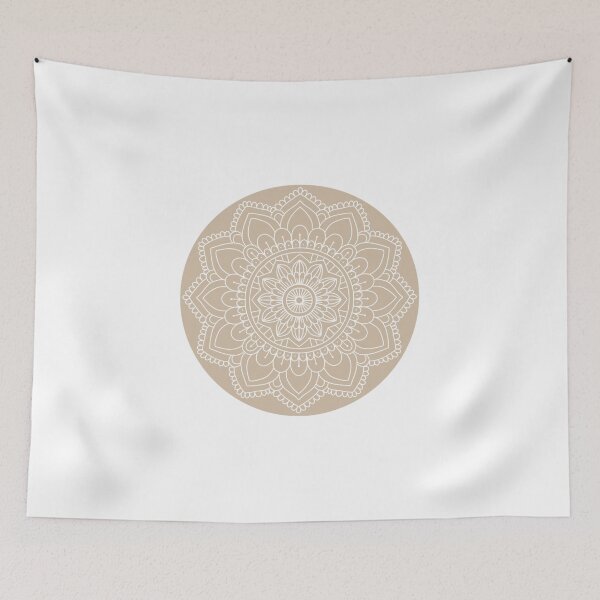 Item preview, Beige circle with flower doodle aesthetic   designed and sold by DesignsByRikke.