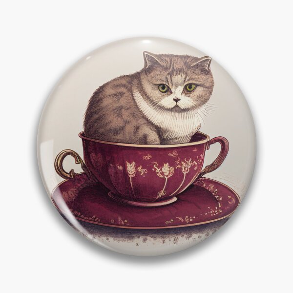 Item preview, Full colour painting Cat in a Red intricate posh tea pot designed and sold by wongwaikie.