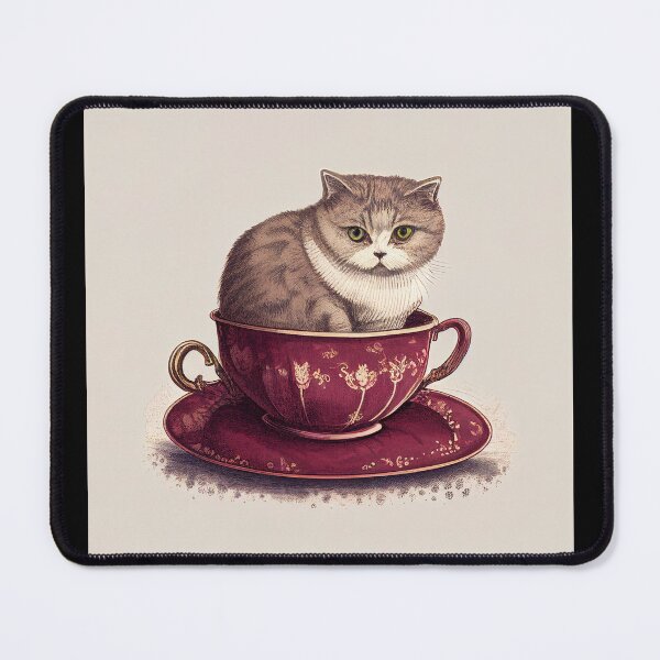 Item preview, Full colour painting Cat in a Red intricate posh tea pot designed and sold by wongwaikie.