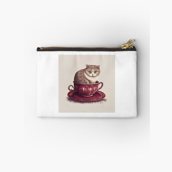 Item preview, Full colour painting Cat in a Red intricate posh tea pot designed and sold by wongwaikie.