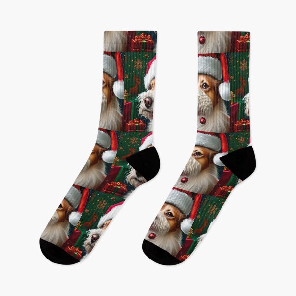 Item preview, Christmas Kromfohrlander Wearing A Santa Hat designed and sold by ZenEverAI.