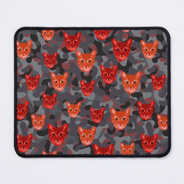 Item preview, Red Cat Face And Grey Camo Pattern designed and sold by DuFauna.