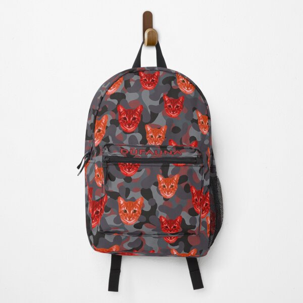 Item preview, Red Cat Face And Grey Camo Pattern designed and sold by DuFauna.