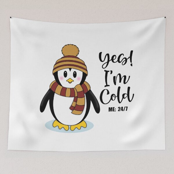 Item preview, Yes!  I’m Cold, Me 24/7 Winter Penguin in Maroon and Gold designed and sold by Gsallicat.