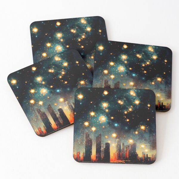 Item preview, Abstract Stars Above Futuristic Cityscape designed and sold by Foodcolored.
