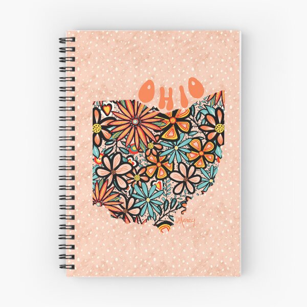Item preview, Ohio State Design | Artist Designed Illustration Featuring Ohio State Outline Filled With Retro Flowers with Retro Hand-Lettering designed and sold by MarcyBrennanArt.