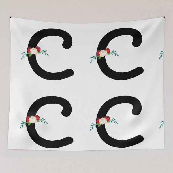 Item preview, Floral Black Monogram C designed and sold by ModernStyleBoho.