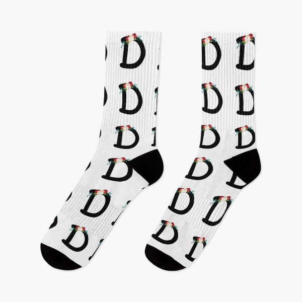 Item preview, Floral Black Monogram D designed and sold by ModernStyleBoho.