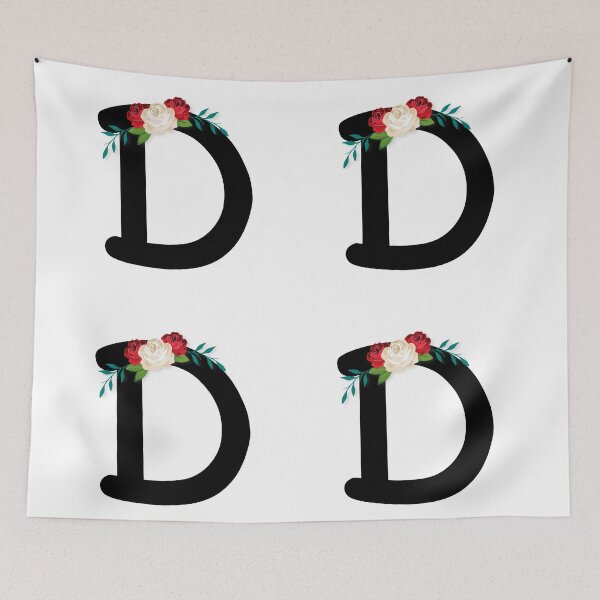 Item preview, Floral Black Monogram D designed and sold by ModernStyleBoho.