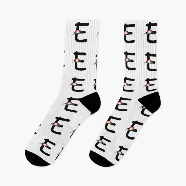Item preview, Floral Black Monogram E designed and sold by ModernStyleBoho.