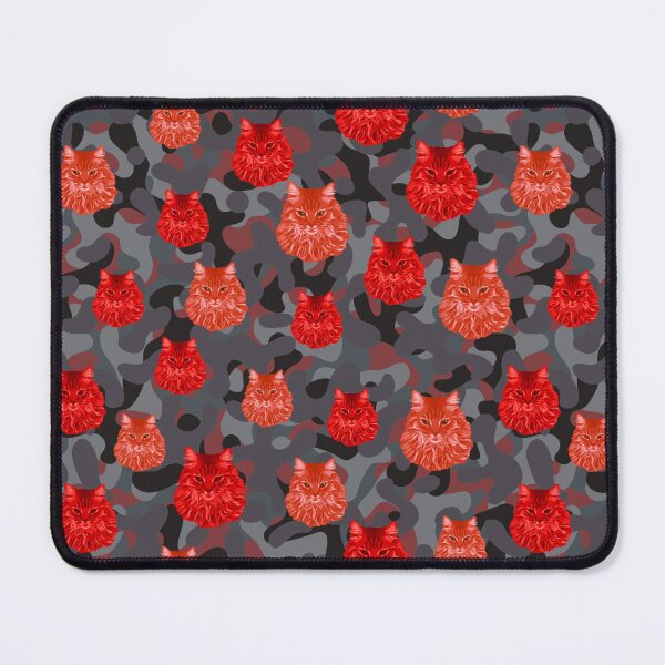 Item preview, Red Norwegian Forest Cat Face And Grey Camo Pattern designed and sold by DuFauna.