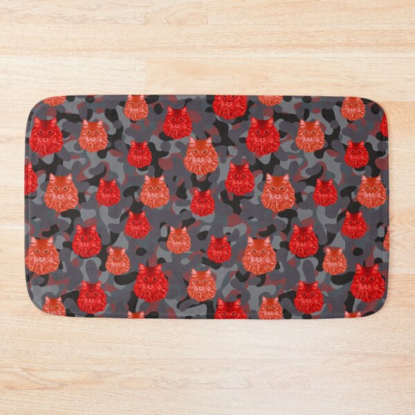 Item preview, Red Norwegian Forest Cat Face And Grey Camo Pattern designed and sold by DuFauna.