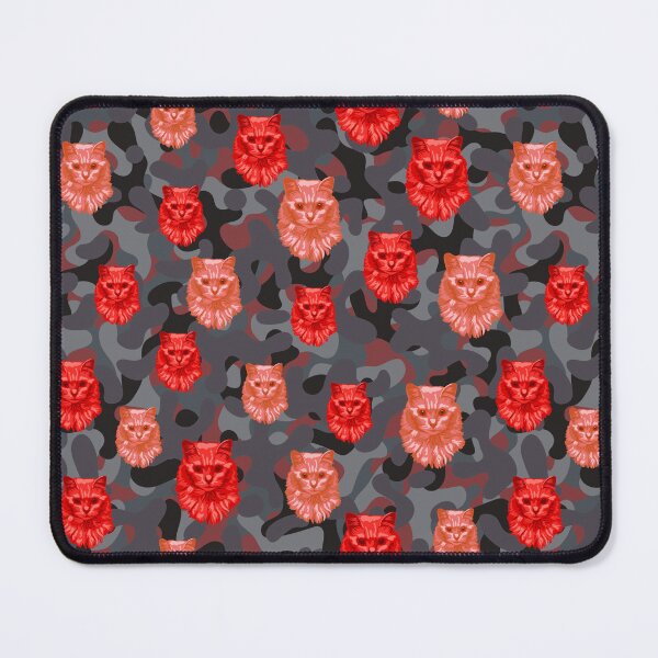 Item preview, Red Angora Cat Face And Grey Camo Pattern designed and sold by DuFauna.