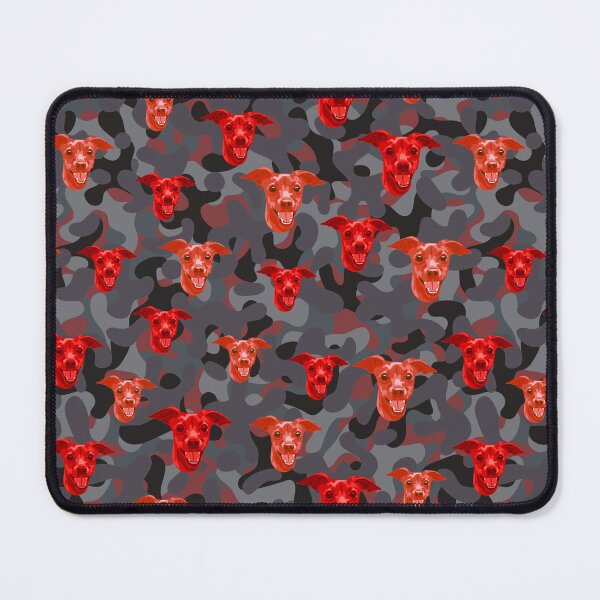 Item preview, Smiling Miniature Pinscher Face And Camo Pattern Red and Grey designed and sold by DuFauna.