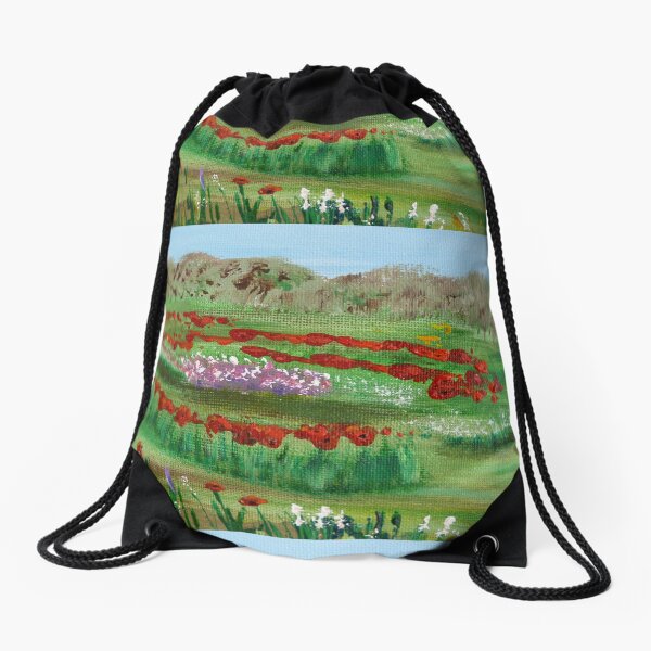 Poppy garden Drawstring Bag