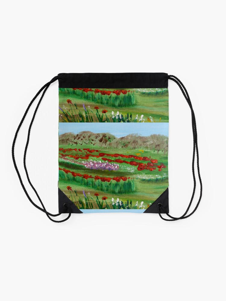 Alternate view of Poppy garden Drawstring Bag