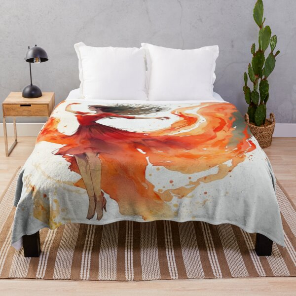 Item preview, Lady in red dancing in flames watercolour 06 designed and sold by printiesart.