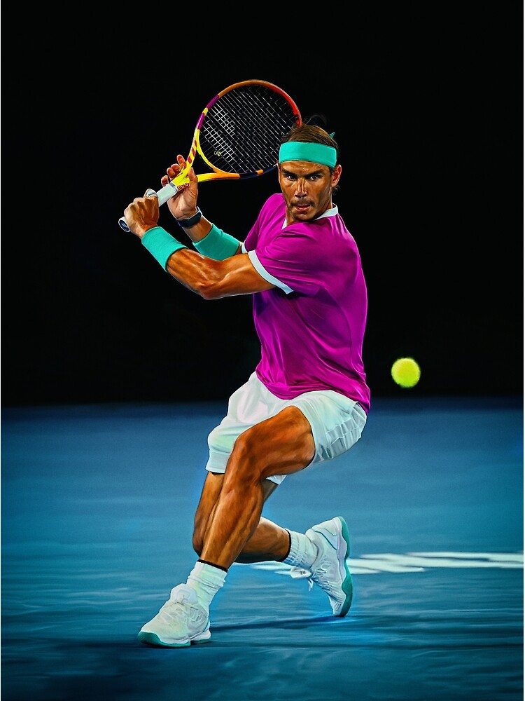 "Rafael Nadal of Spain plays backhand at Australian Open 2022. Digital