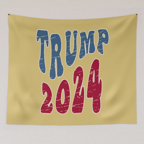 Item preview, Groovy Red White And Blue Trump 2024 Distressed Yellow Background designed and sold by BassHeadMomma.